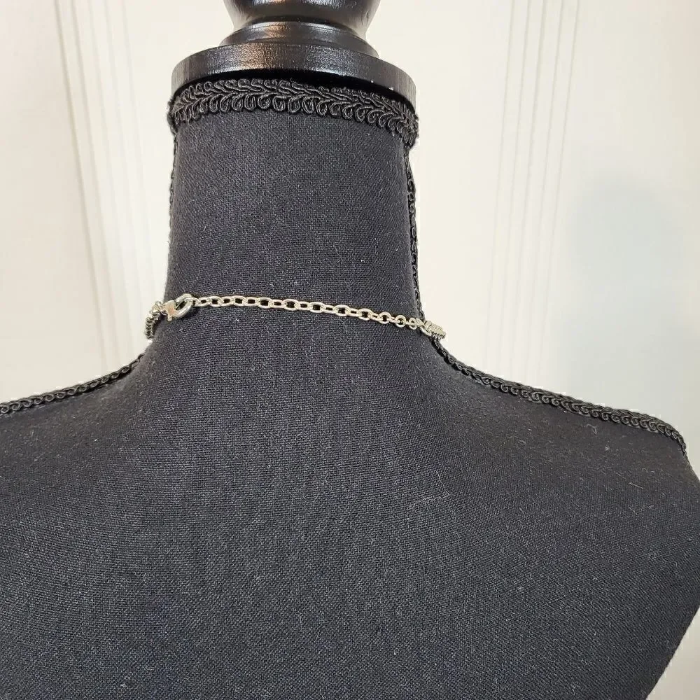 Silver Necklace With Multi Colored Stones